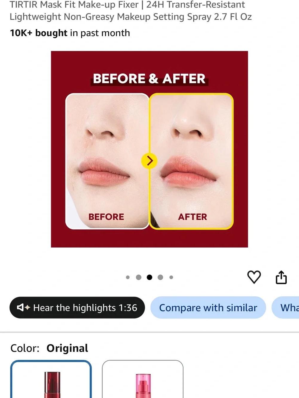 TIRTIR Mask Fit Makeup Fixer Setting Spray — Red
